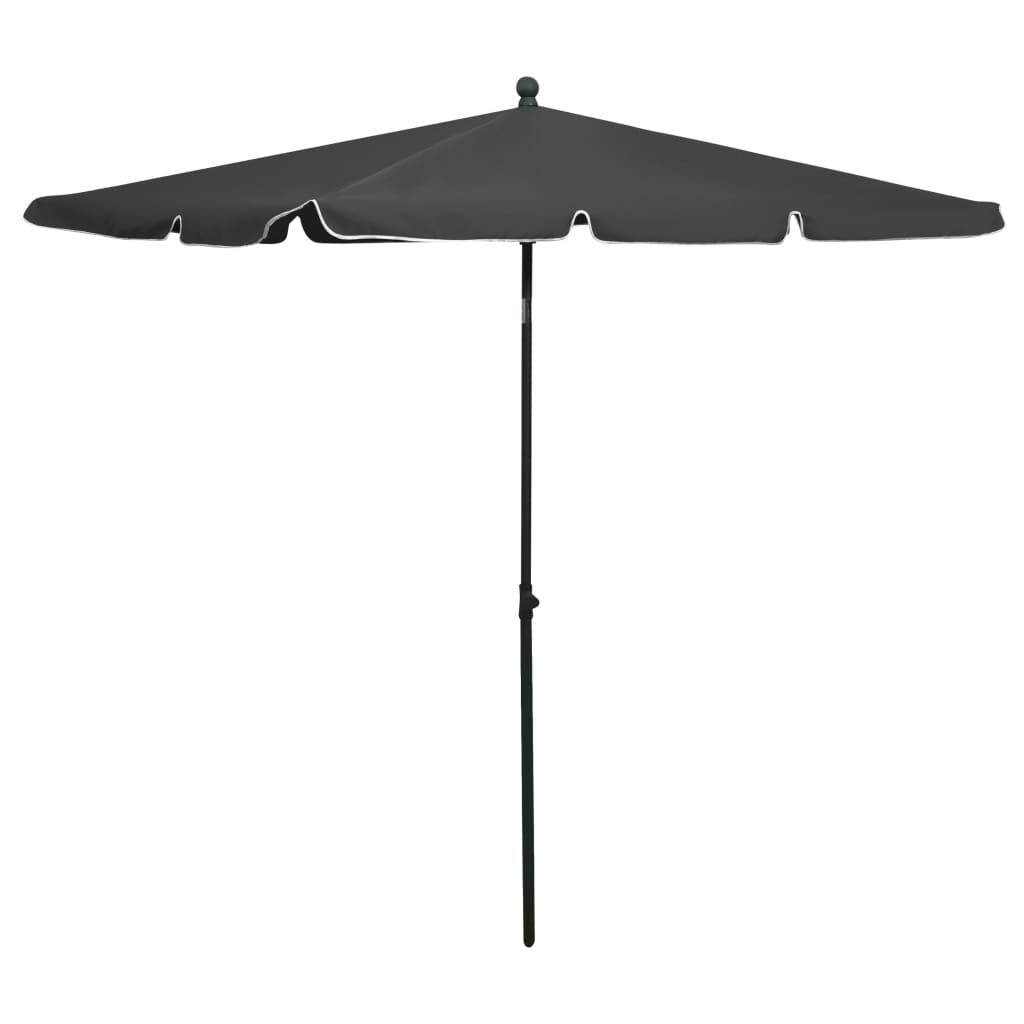 parasol med stang 210x140 cm antracitgrå