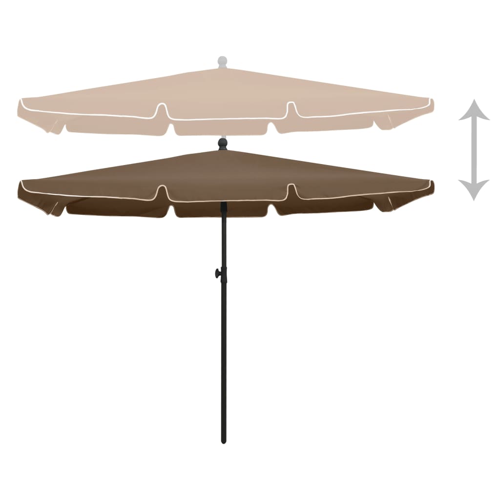 parasol med stang 210x140 cm gråbrun