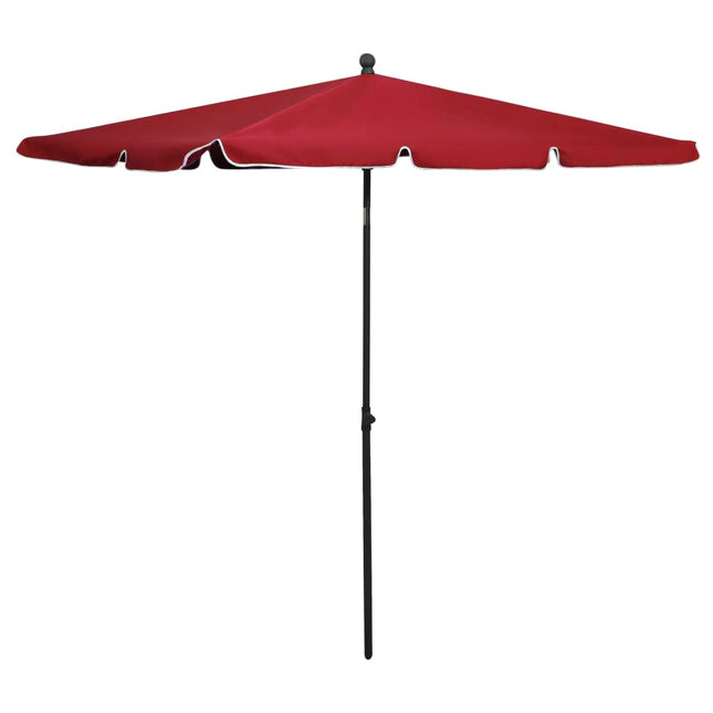 parasol med stang 210x140 cm bordeauxfarvet