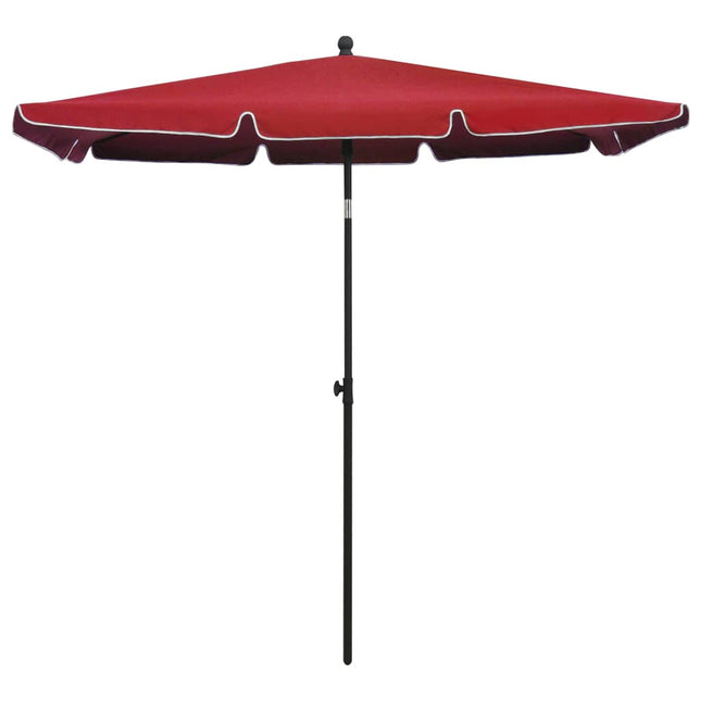 parasol med stang 210x140 cm bordeauxfarvet