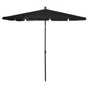 parasol med stang 210x140 cm sort