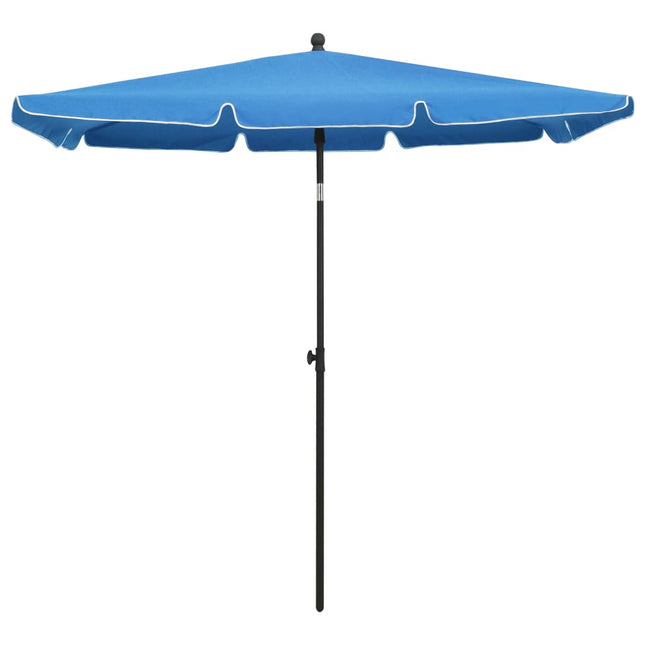 parasol med stang 210x140 cm azurblå