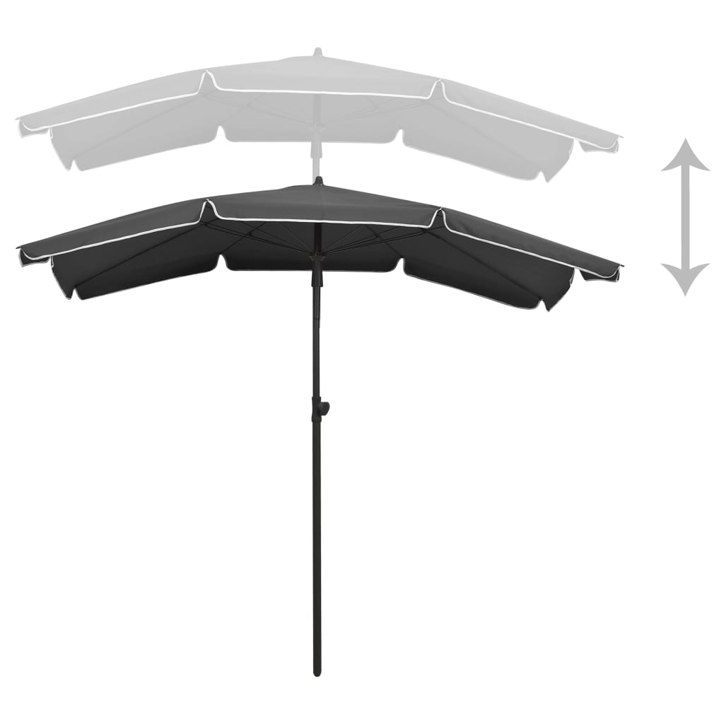 parasol med stang 200x130 cm antracitgrå
