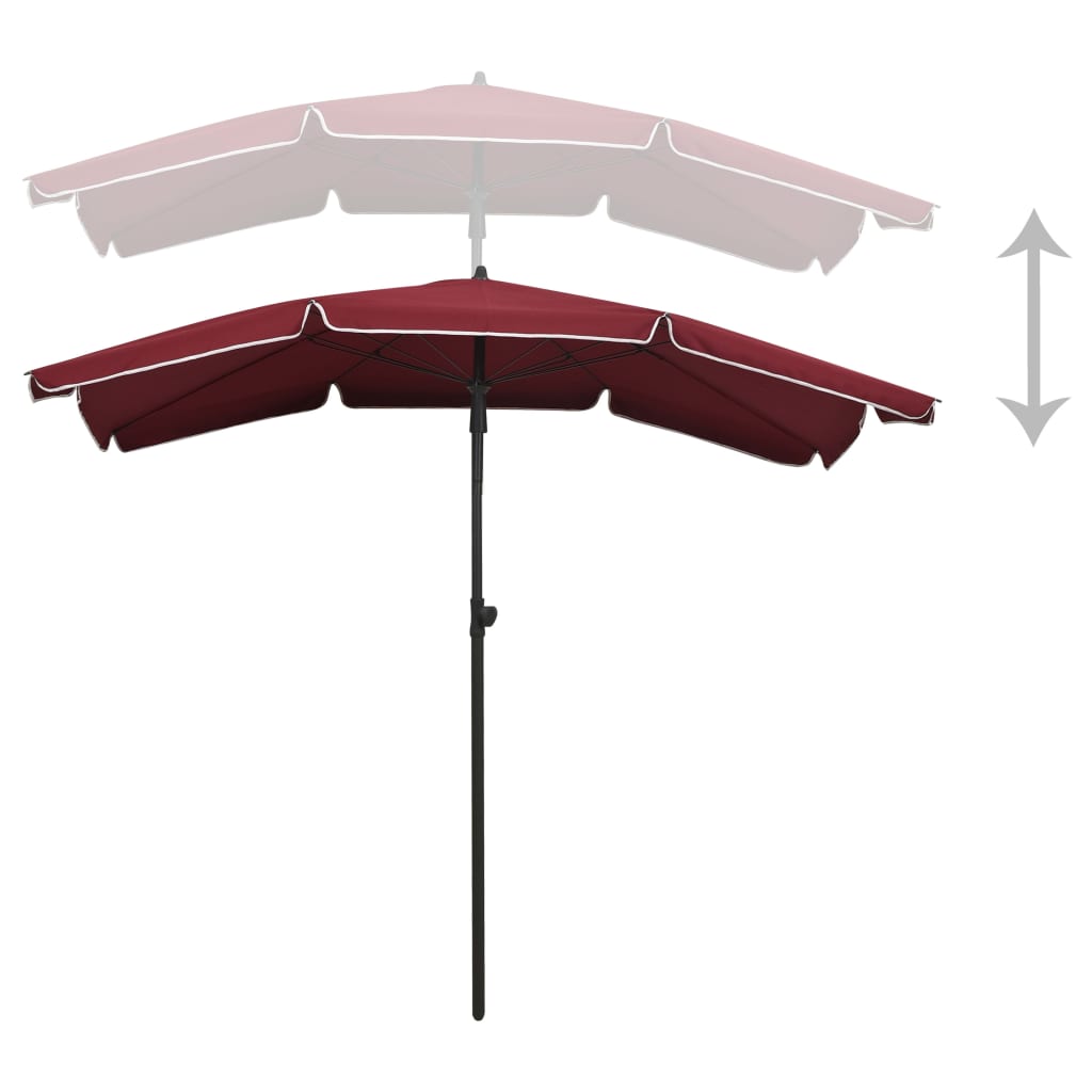 parasol med stang 200x130 cm bordeauxfarvet