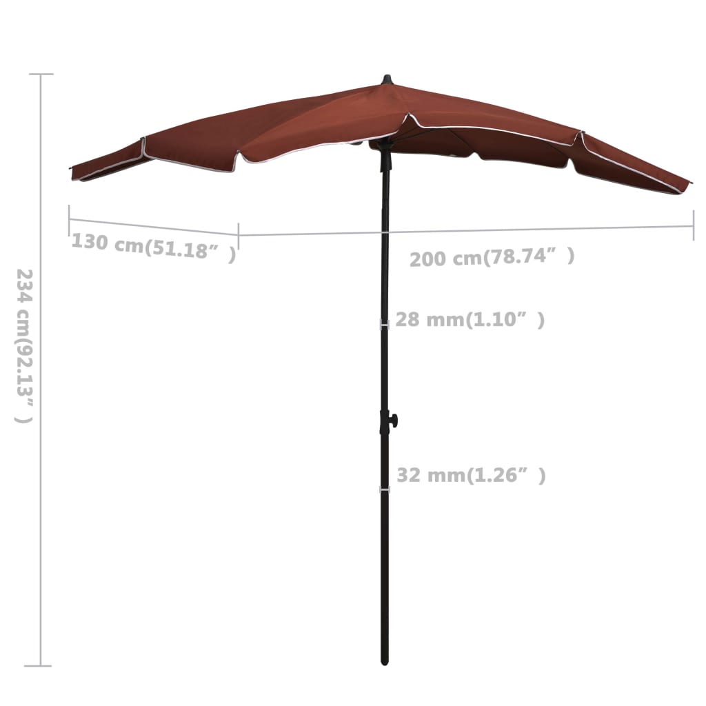 parasol med stang 200x130 cm terrakotta