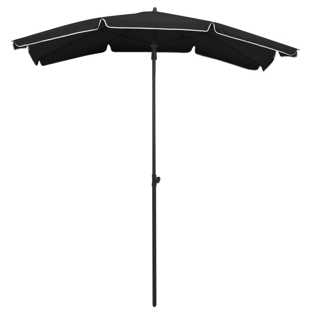 parasol med stang 200x130 cm sort