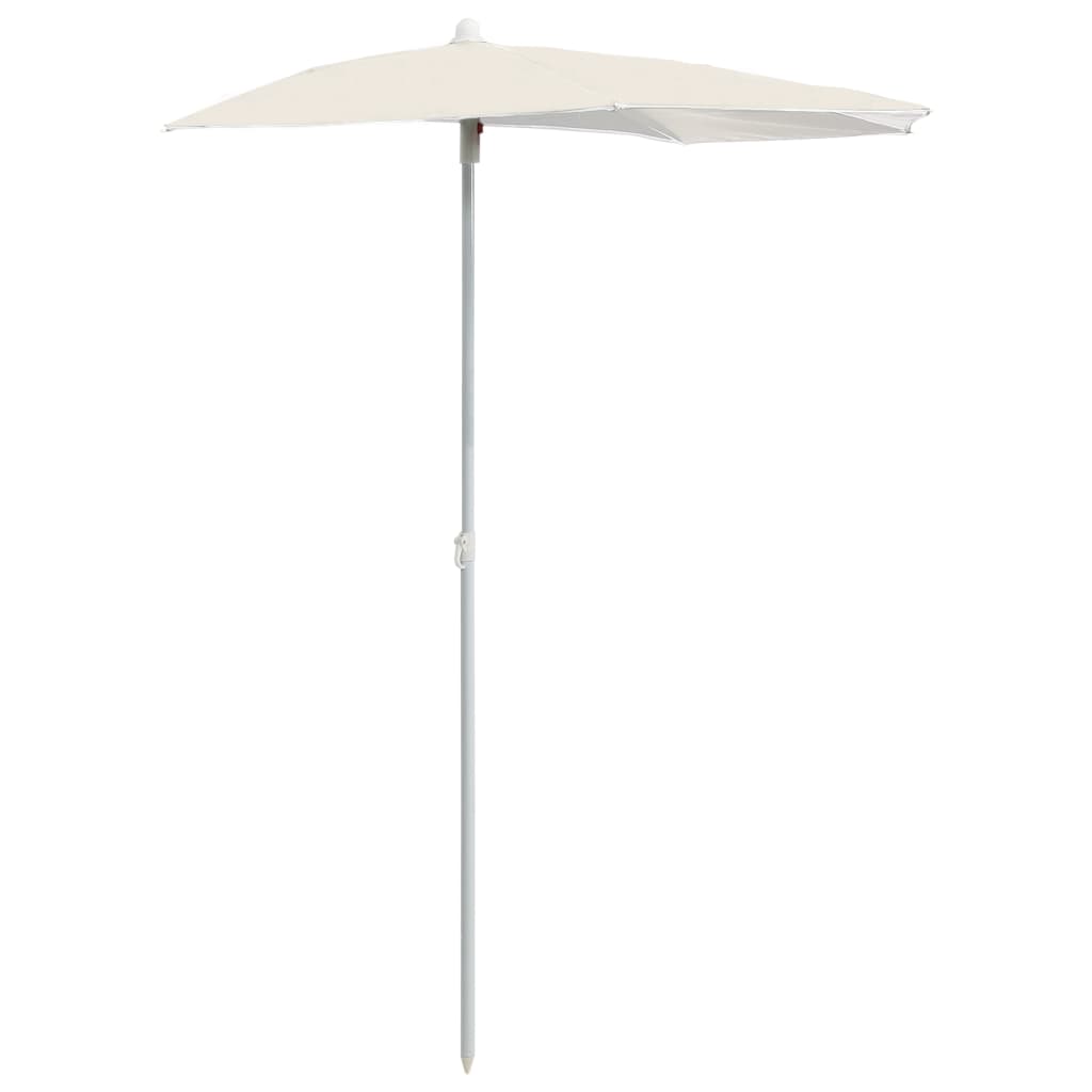 halv parasol med stang 180x90 cm sandfarvet