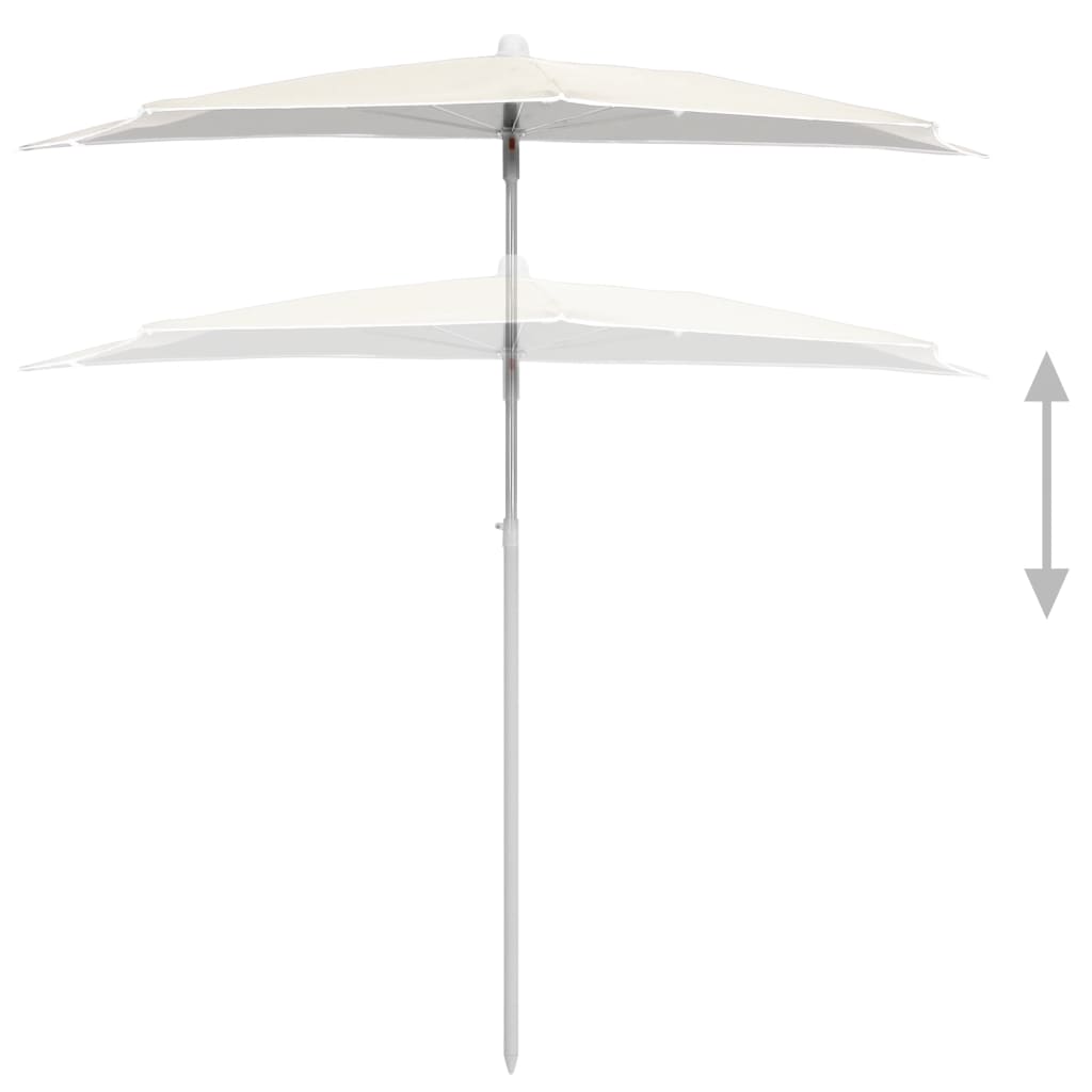 halv parasol med stang 180x90 cm sandfarvet