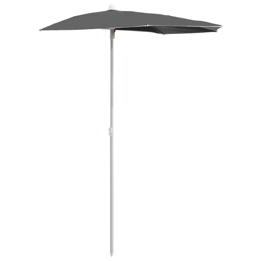 halv parasol med stang 180x90 cm antracitgrå