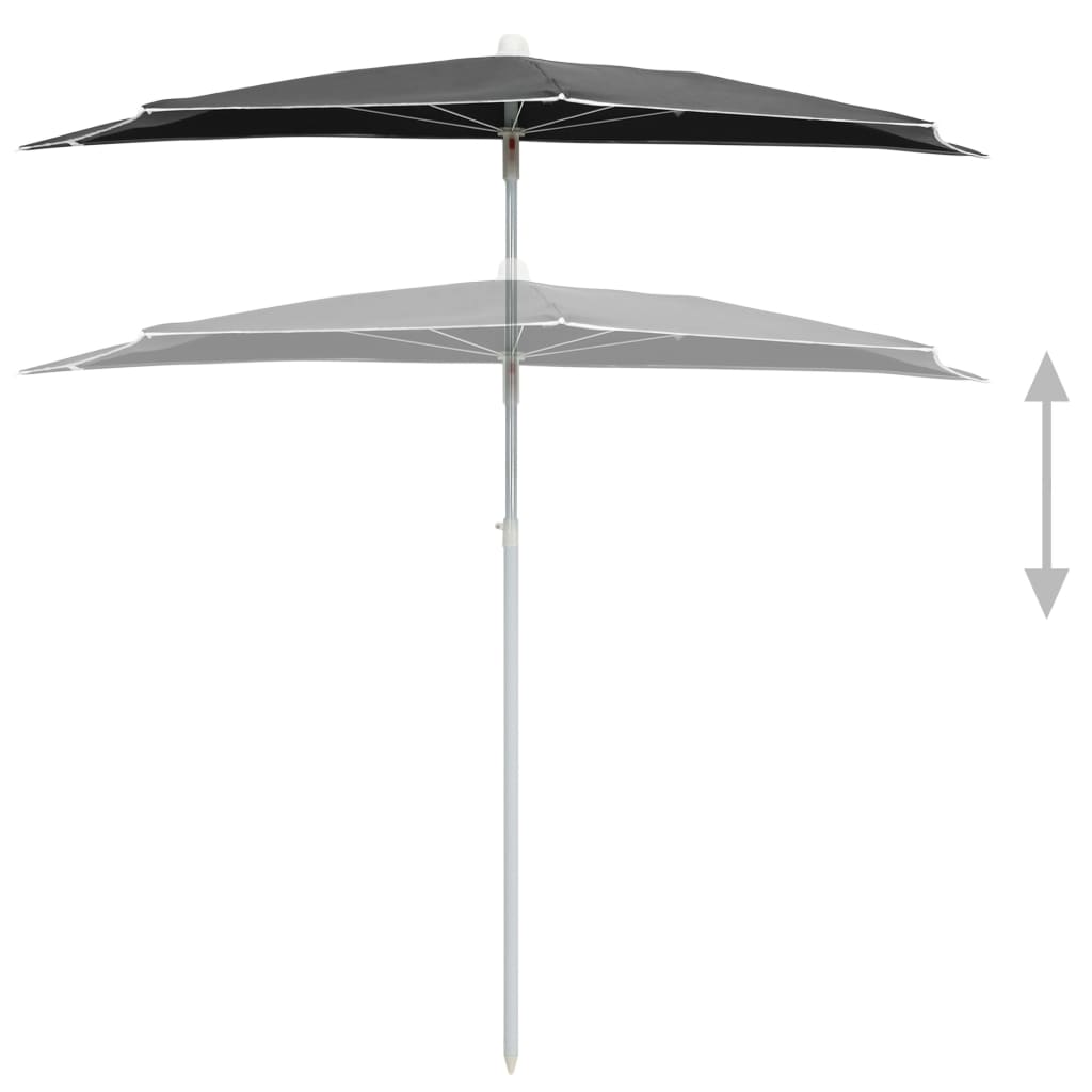 halv parasol med stang 180x90 cm antracitgrå