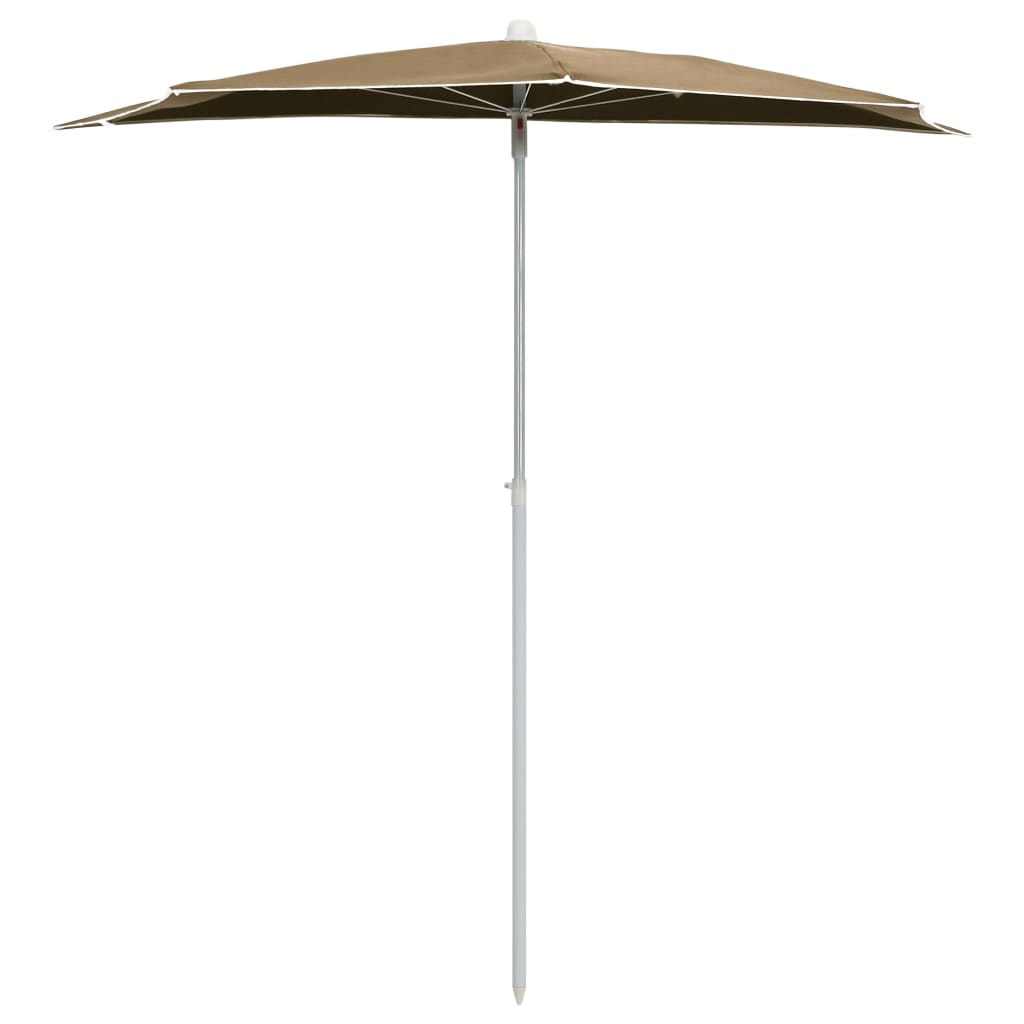 halv parasol med stang 180x90 cm gråbrun