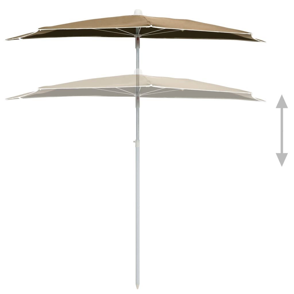 halv parasol med stang 180x90 cm gråbrun