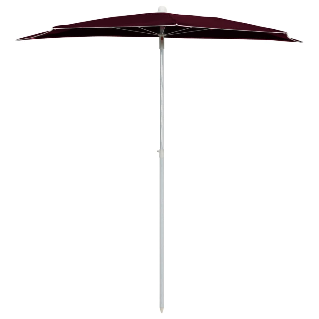 halv parasol med stang 180x90 cm bordeauxrød