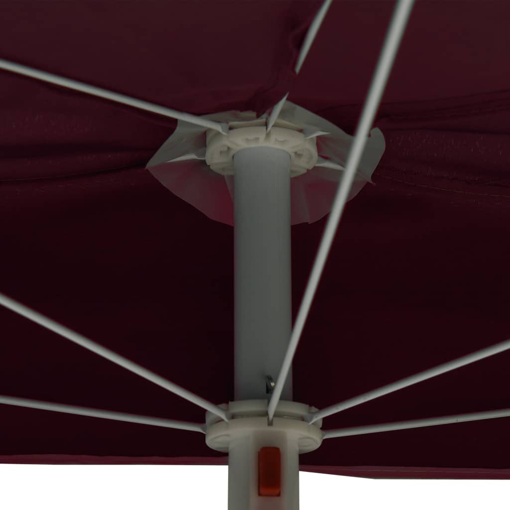 halv parasol med stang 180x90 cm bordeauxrød