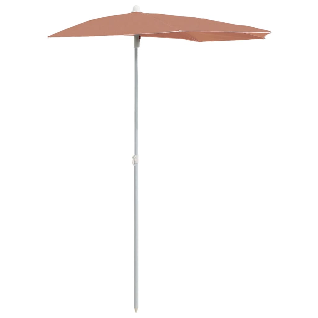 halv parasol med stang 180x90 cm terrakotta