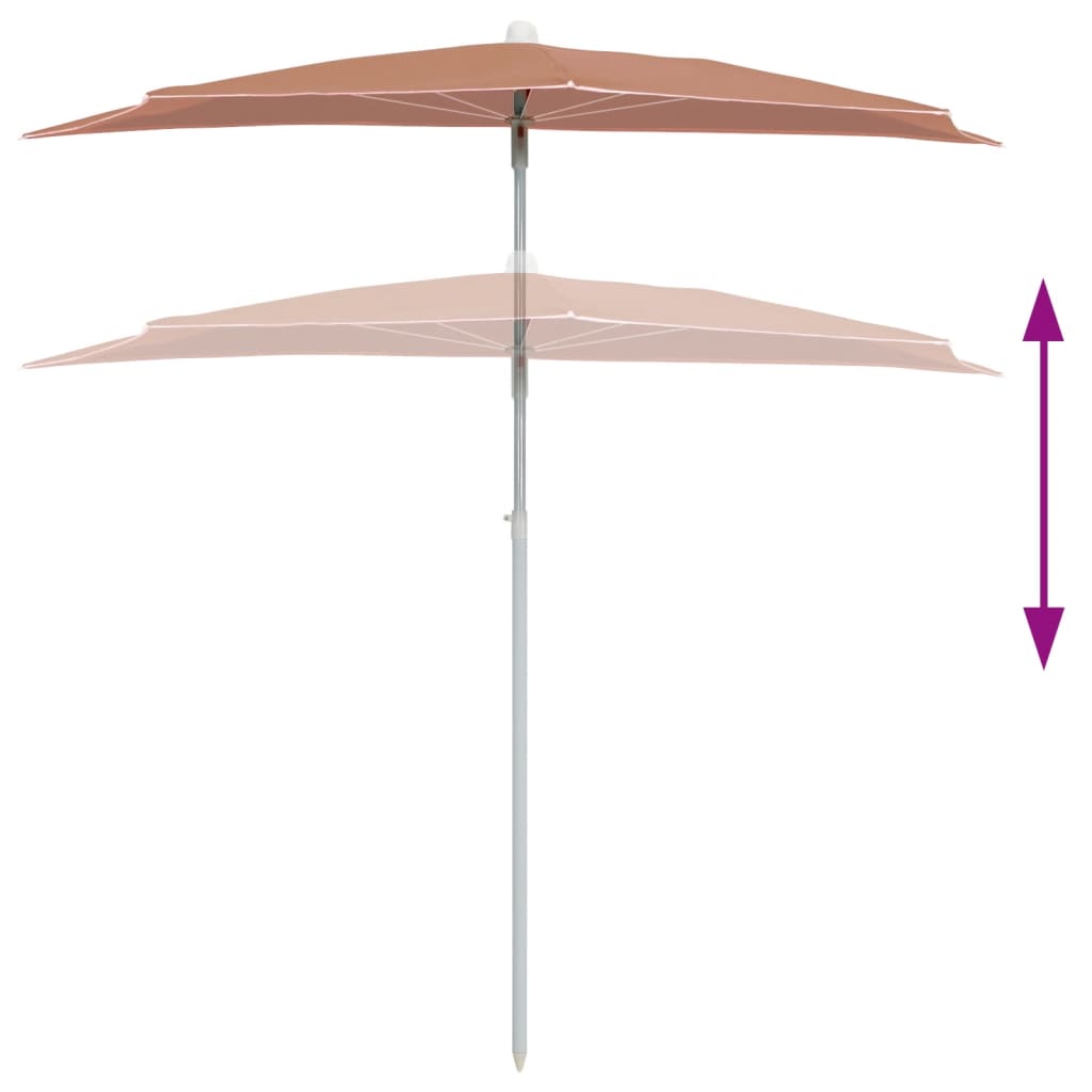 halv parasol med stang 180x90 cm terrakotta