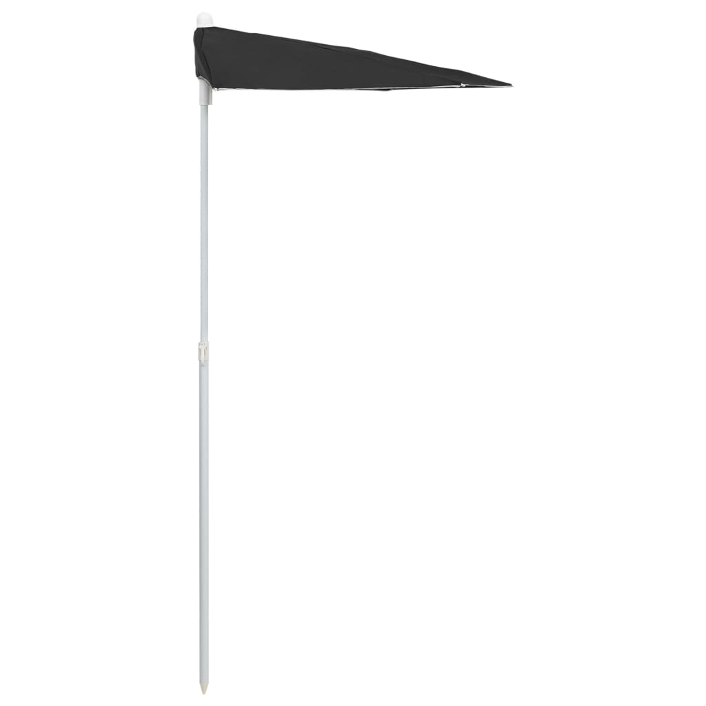 halv parasol med stang 180x90 cm sort