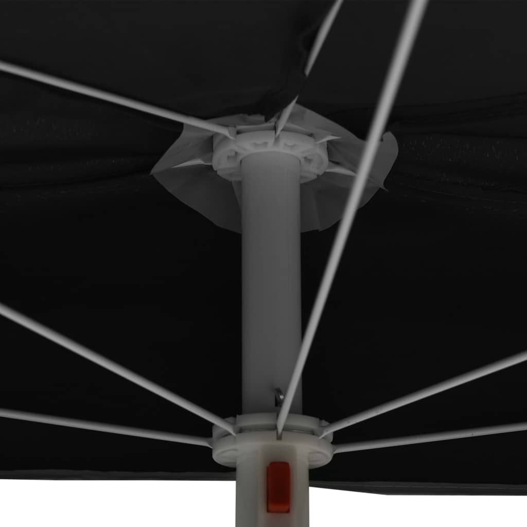halv parasol med stang 180x90 cm sort