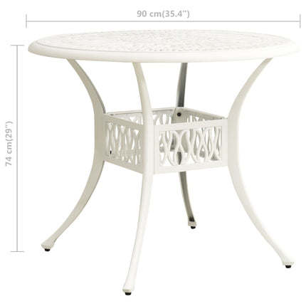 havebord 90x90x74 cm støbt aluminium hvid
