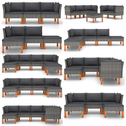 midterdel til sofa polyrattan og massivt eukalyptustræ