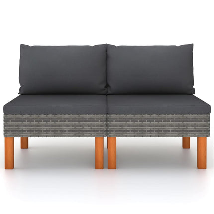 midterdele til sofa 2 stk. polyrattan og massivt eukalyptustræ