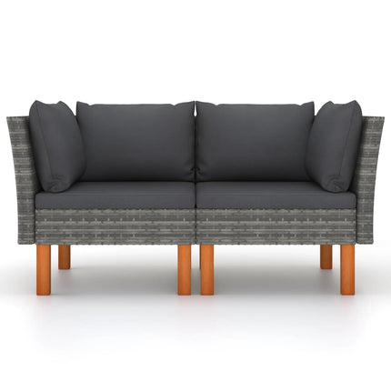 hjørnedele til sofa 2 stk. polyrattan og massivt eukalyptustræ
