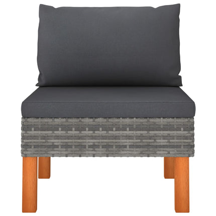midterdele til sofa 3 stk. polyrattan og massivt eukalyptustræ
