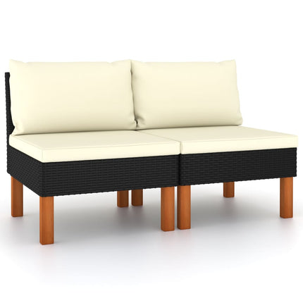midterdele til sofa 2 stk. polyrattan og massivt eukalyptustræ