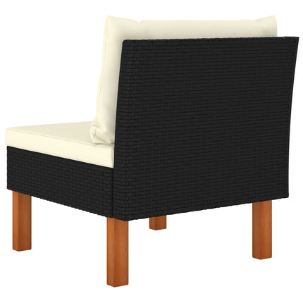 midterdele til sofa 2 stk. polyrattan og massivt eukalyptustræ