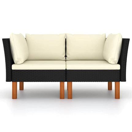 hjørnedele til sofa 2 stk. polyrattan og massivt eukalyptustræ