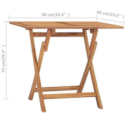 foldbart havebord 90x60x75 cm massivt teaktræ