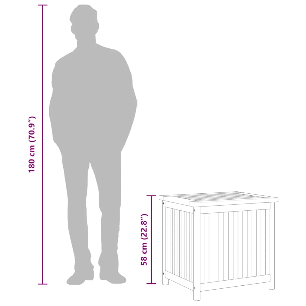 hyndeboks 60x50x58 cm massivt teaktræ