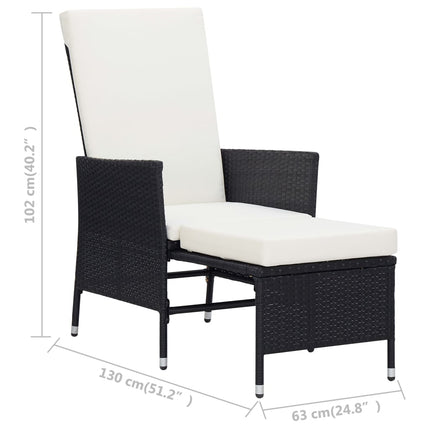 loungesæt til haven 3 dele med hynder polyrattan sort