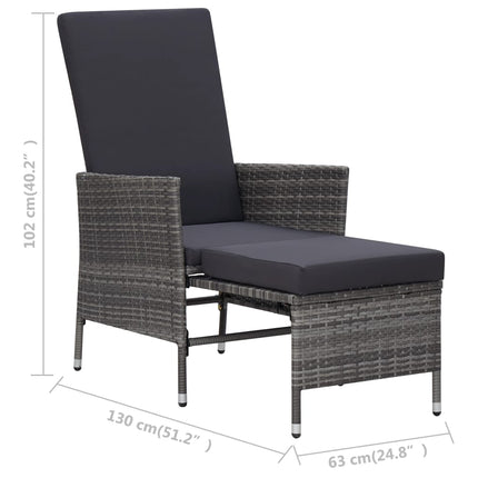 loungesæt til haven 3 dele med hynder polyrattan grå