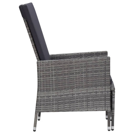 loungesæt til haven 3 dele med hynder polyrattan grå