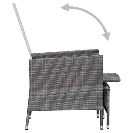 loungesæt til haven 3 dele med hynder polyrattan grå