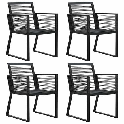 udendørs spisebordssæt 5 dele PVC-rattan sort