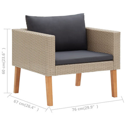 loungesæt til haven 4 dele med hynder polyrattan beige