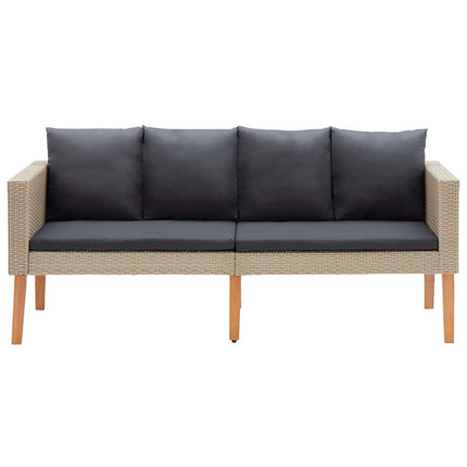 loungesæt til haven 2 dele med hynder polyrattan beige