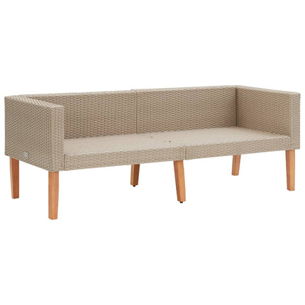 loungesæt til haven 2 dele med hynder polyrattan beige