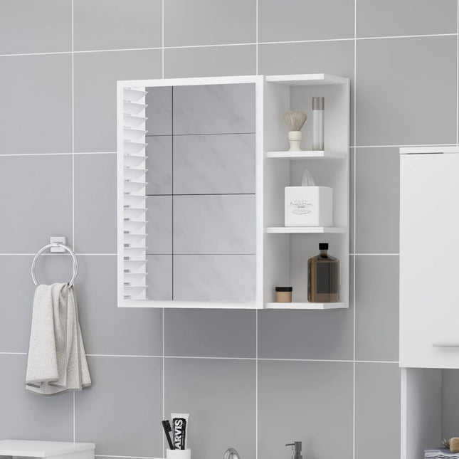badeværelsesskab med spejl 62,5x20,5x64 cm konstrueret træ hvid