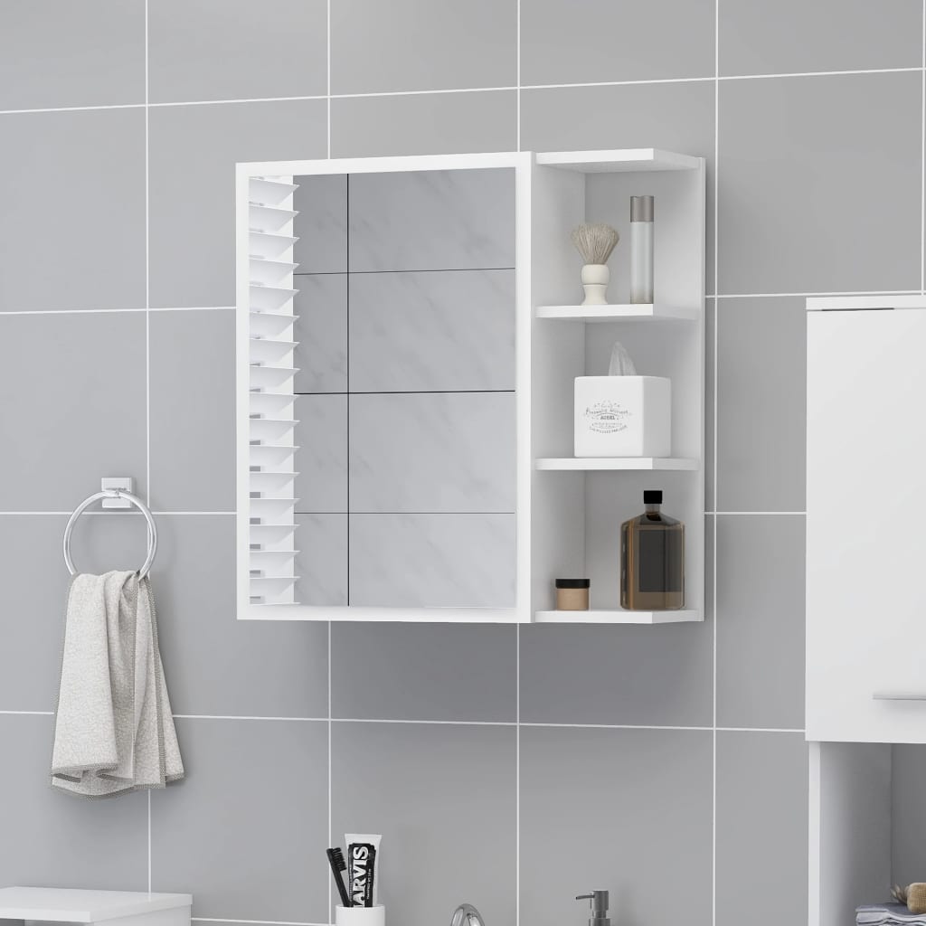 badeværelsesskab med spejl 62,5x20,5x64 cm konstrueret træ hvid billede