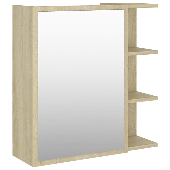 badeværelsesskab spejl 62,5x20,5x64cm konstrueret træ sonoma-eg