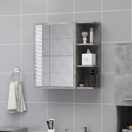 badeværelsesskab spejl 62,5x20,5x64 cm konstrueret træ betongrå