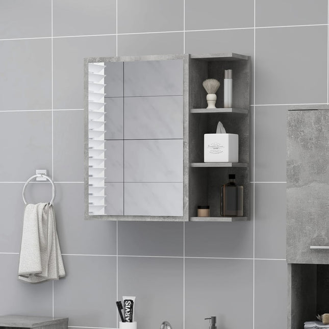 badeværelsesskab spejl 62,5x20,5x64 cm konstrueret træ betongrå