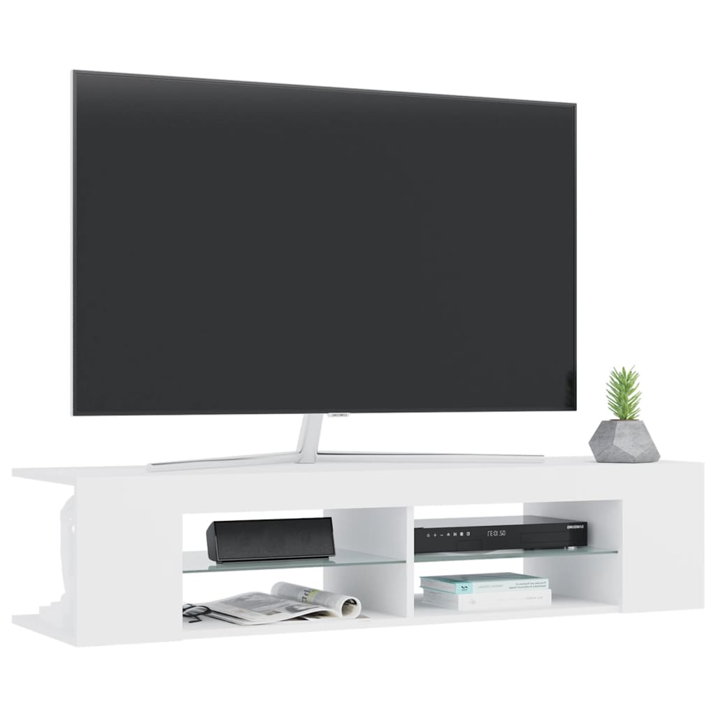 tv-skab med LED-lys 135x39x30 cm hvid