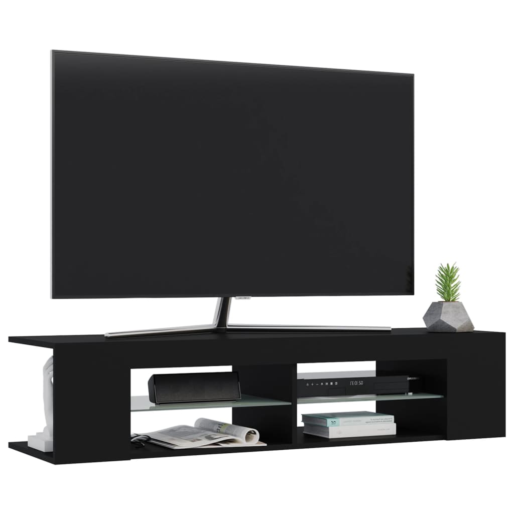 tv-skab med LED-lys 135x39x30 cm sort