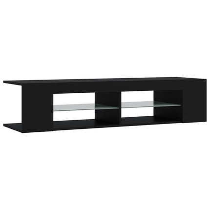 tv-skab med LED-lys 135x39x30 cm sort