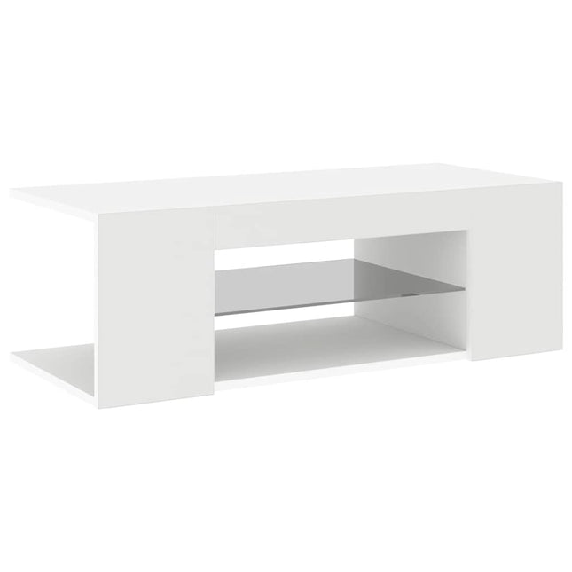 tv-skab med LED-lys 90x39x30 cm hvid