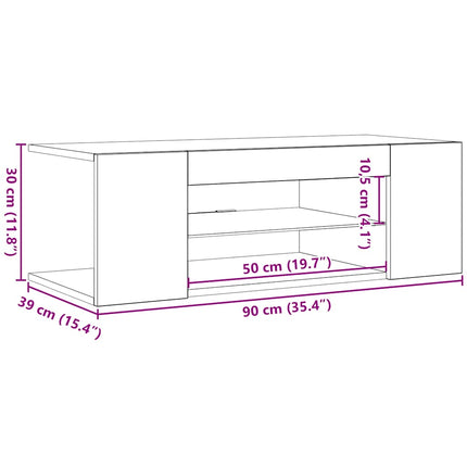 tv-bord med LED-lys 90x39x30 cm sort